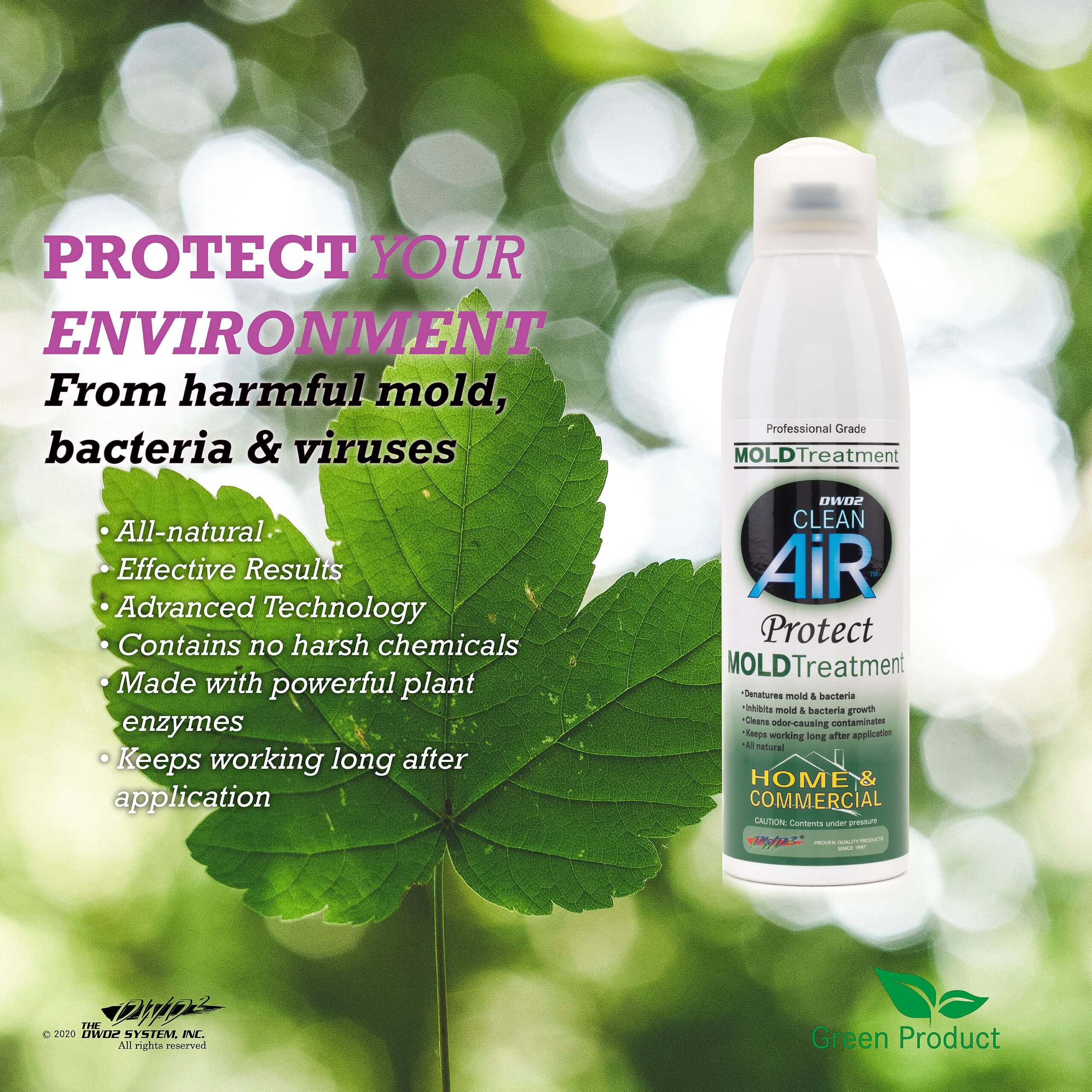 DWD2 Protect™ Home & Commercial Mold-Odor Treatment Plant-Based Malodor Remover Fogger
